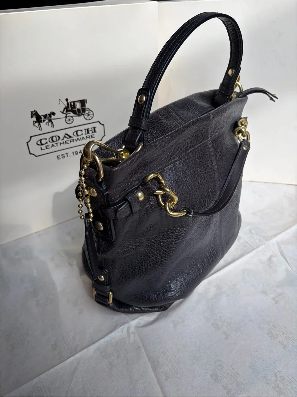 Vintage Coach Mahogany Brooke Leather Hobo Shoulder Bag Brass Hardware NWT
